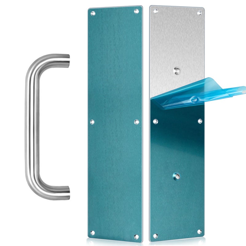 VRSS 304 Stainless Steel Satin Finish Door Push Pull Handles, 100mm Width x 400mm Height x 1.2mm Thick, 180mm Hole to Hole, 200mm Handle Length, 19mm Pull Diameter (1 Pair) - Image 3